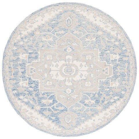 Blue & Ivory Traditional Hand Woven Wool Area Rug