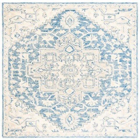 Blue & Ivory Traditional Hand Woven Wool Area Rug