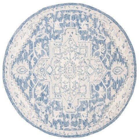 Blue & Ivory Traditional Hand Woven Wool Area Rug