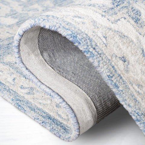 Blue & Ivory Traditional Hand Woven Wool Area Rug