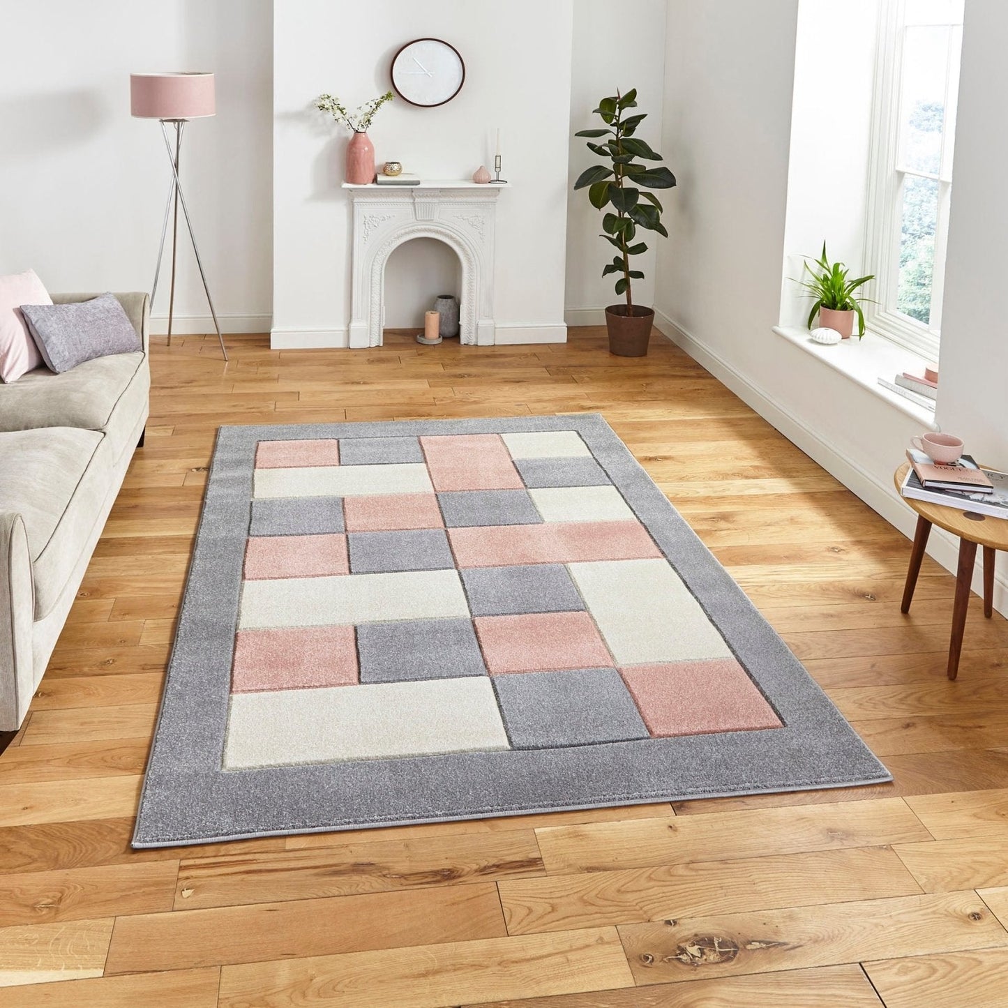 Brooklyn BRK04 Grey/Rose Rug