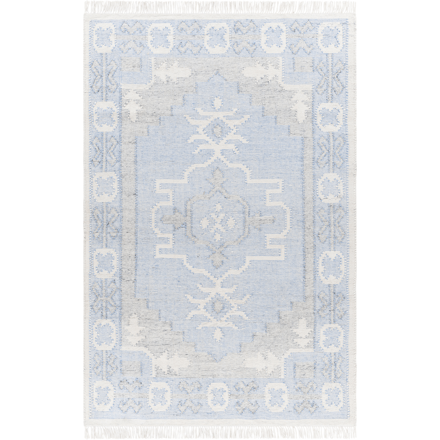 Bursa Blue & Cream Recycled PET Yarn Area Rug - Available in a Variety of Sizes