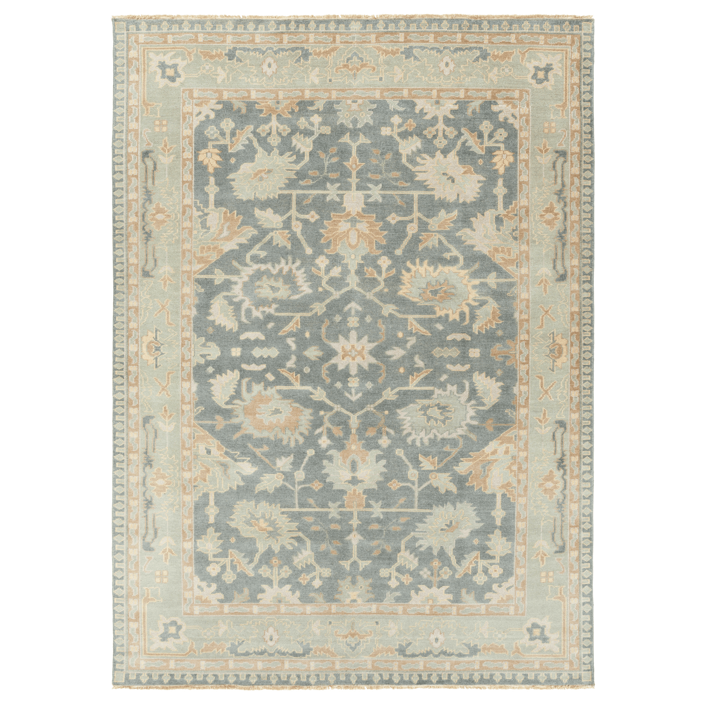 Cappadocia Grey & Seafoam Hand Knotted Wool Area Rug - Available in a Variety of Sizes