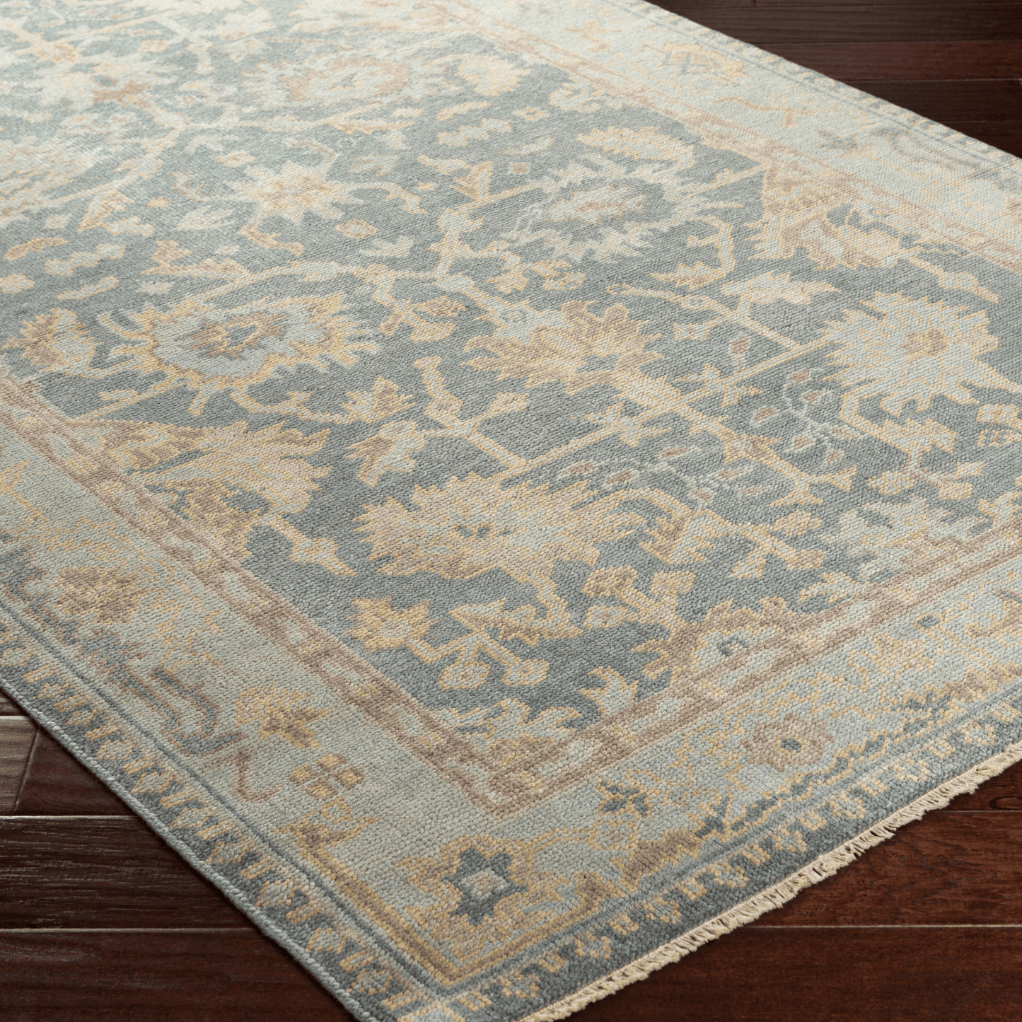 Cappadocia Grey & Seafoam Hand Knotted Wool Area Rug - Available in a Variety of Sizes
