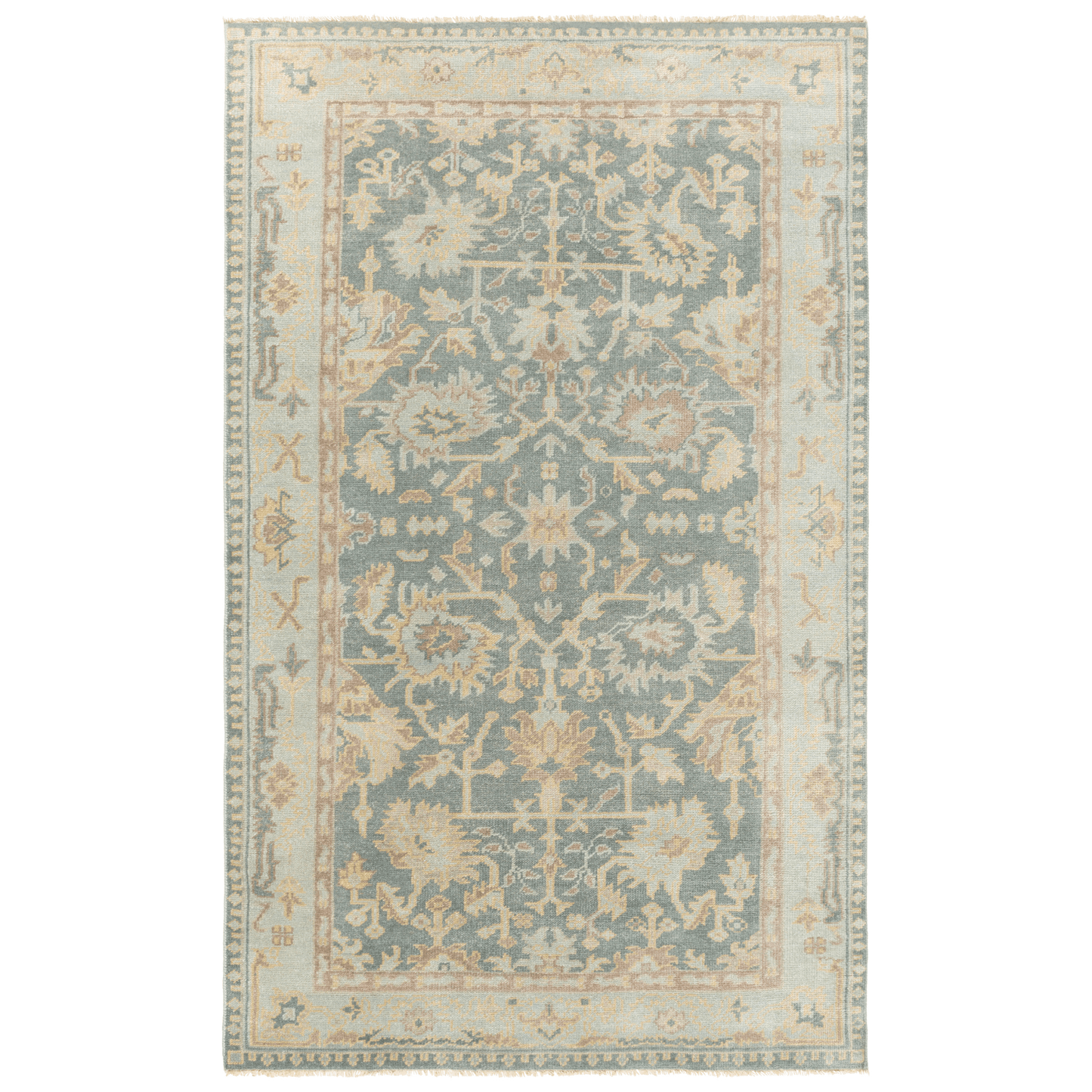 Cappadocia Grey & Seafoam Hand Knotted Wool Area Rug - Available in a Variety of Sizes