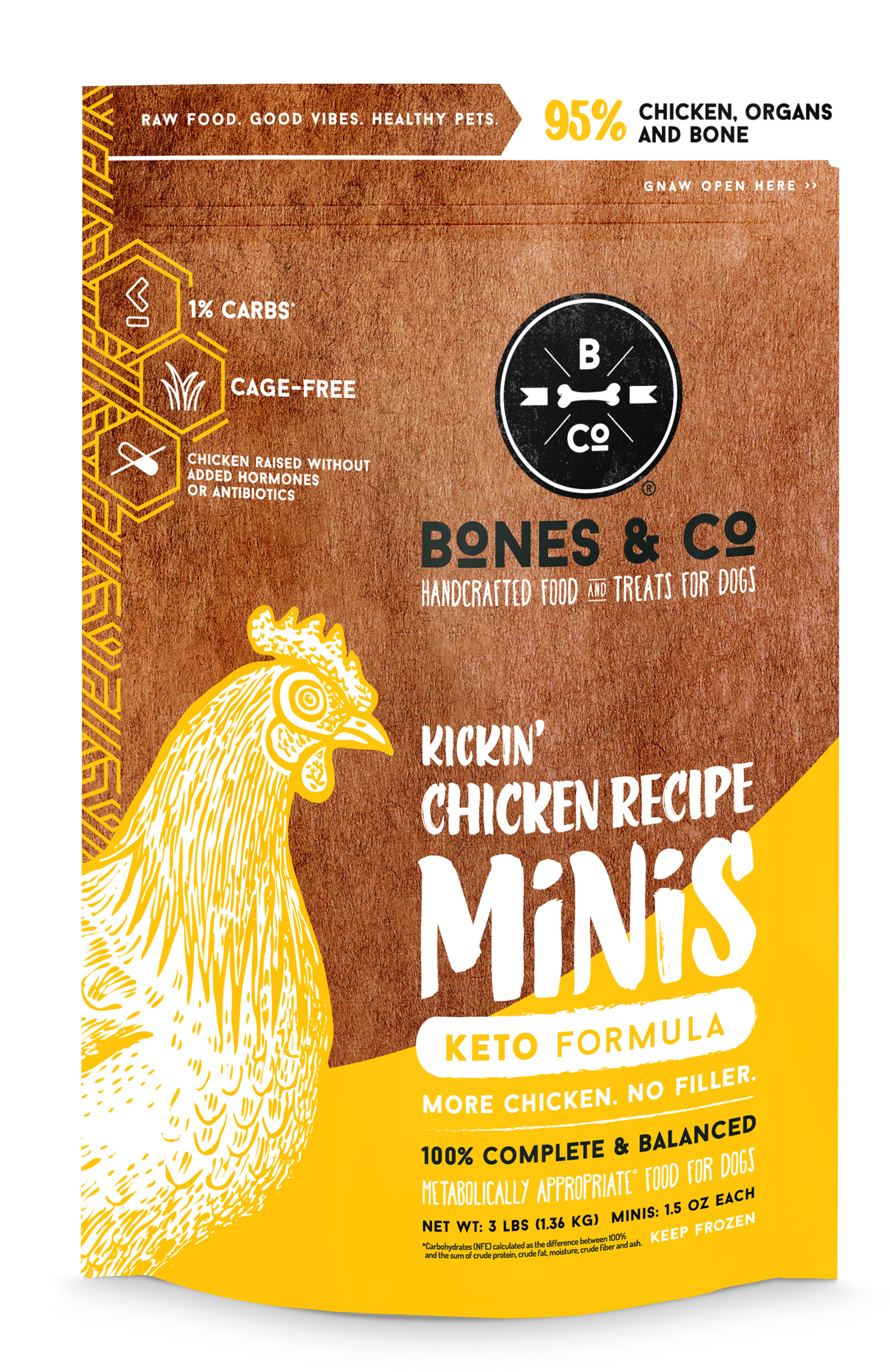 Bones & Co. Kickin Chicken Frozen Patties Dog Food