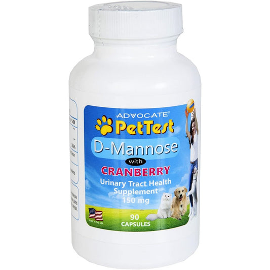 PetTest D Mannose with Cranberry for Dogs and Cats UTI Urinary Tract Support (60 count)