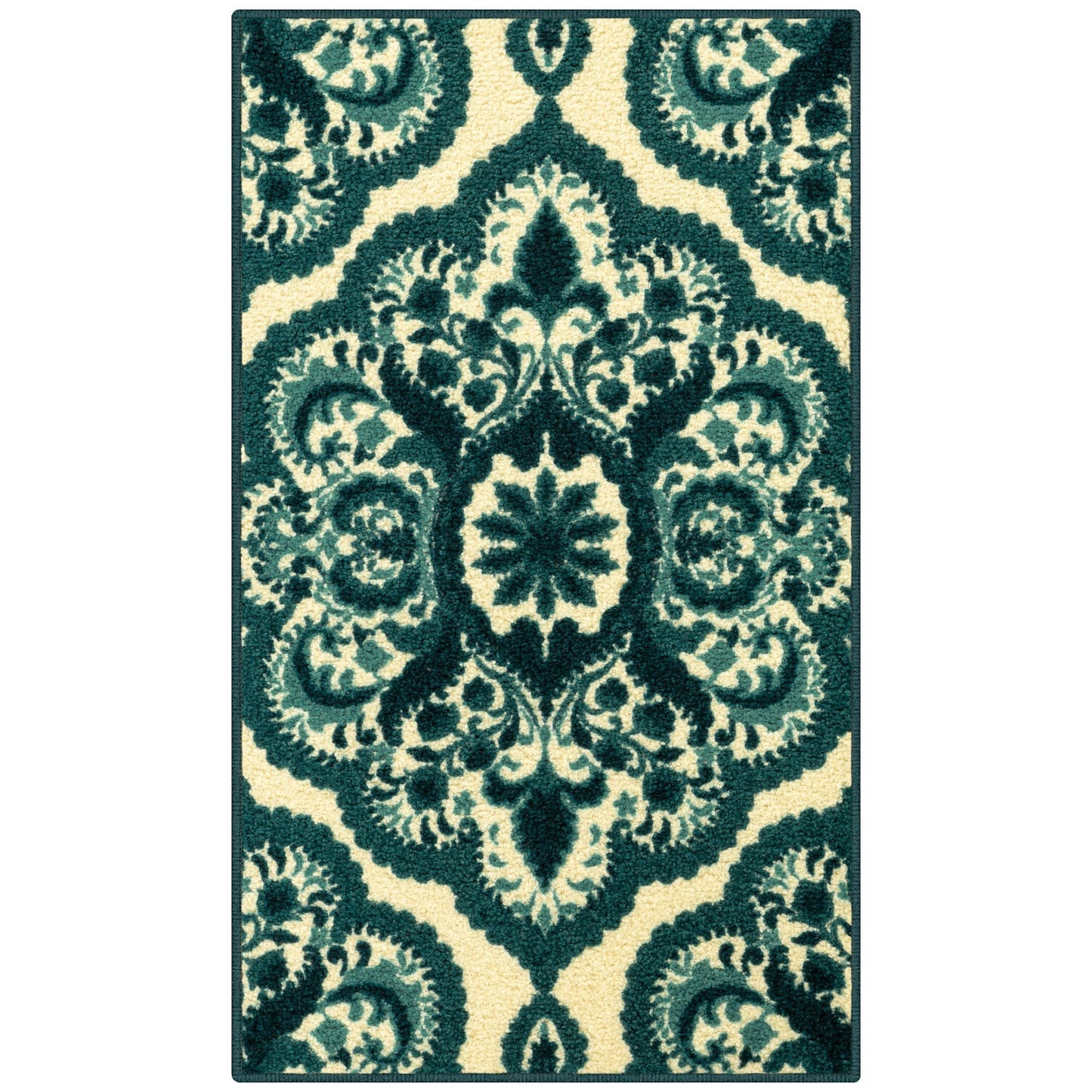 Area Rug Medallion in Teal Blue 20x34 Inches