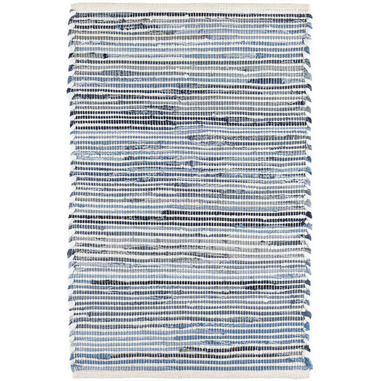 Denim Rag Ribbed Woven Cotton Rug