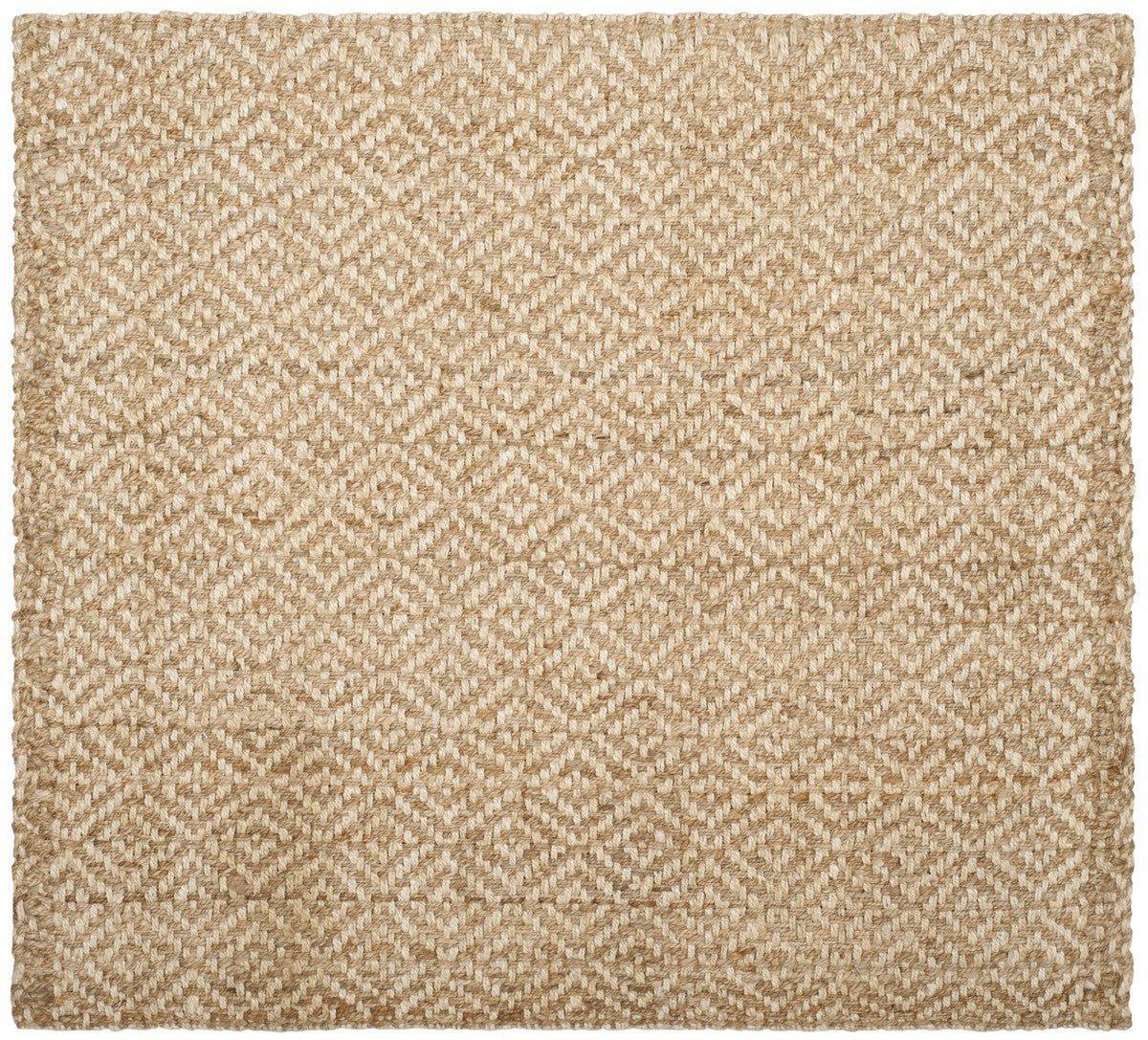 Diamond Pattern Jute and Ivory Natural Rug
