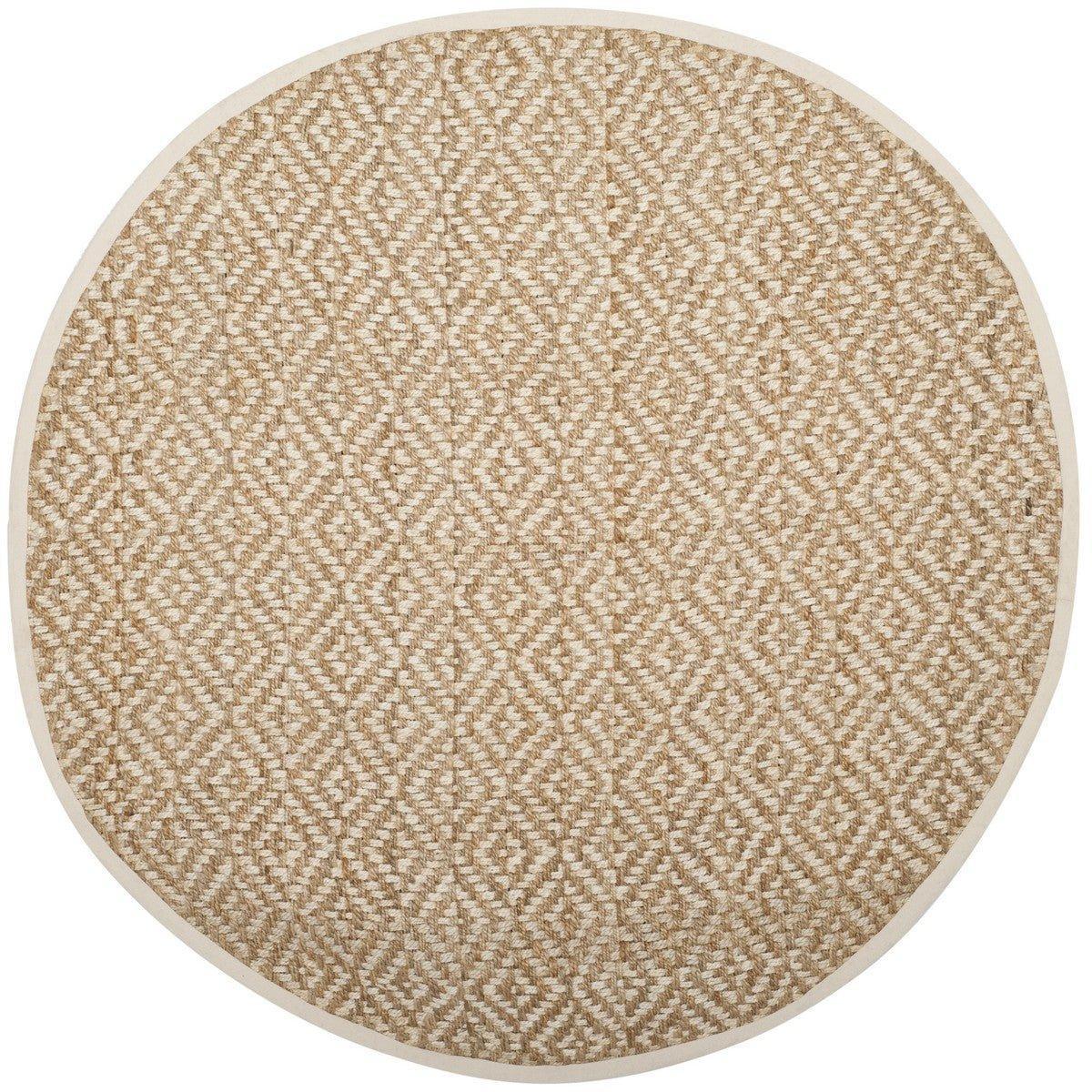 Diamond Pattern Jute and Ivory Natural Rug