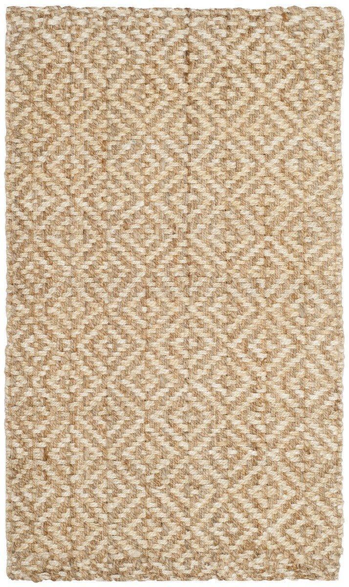 Diamond Pattern Jute and Ivory Natural Rug