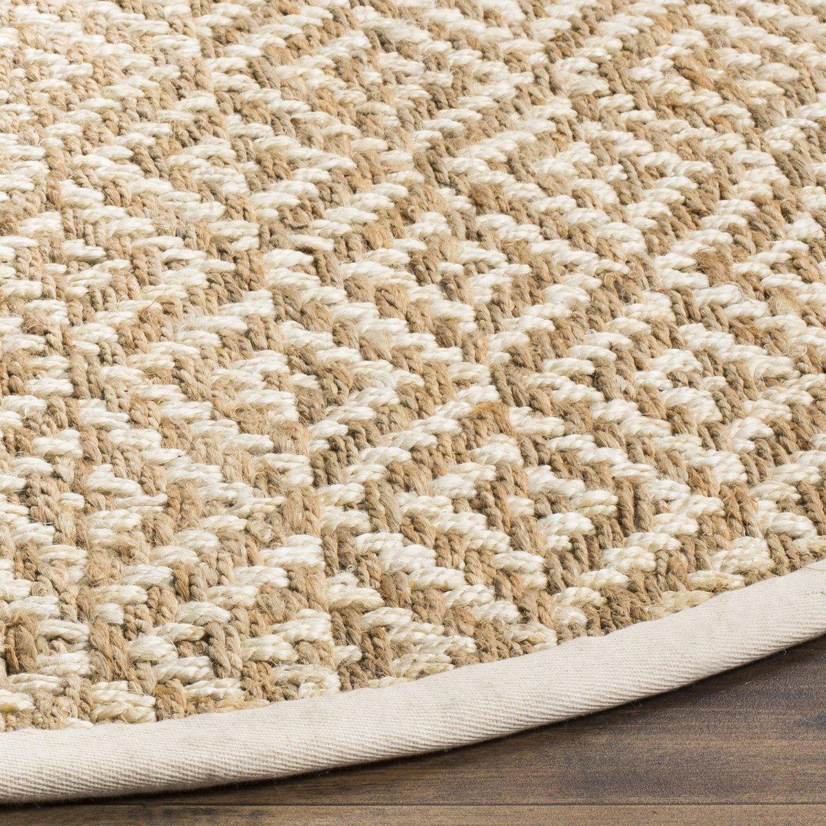 Diamond Pattern Jute and Ivory Natural Rug