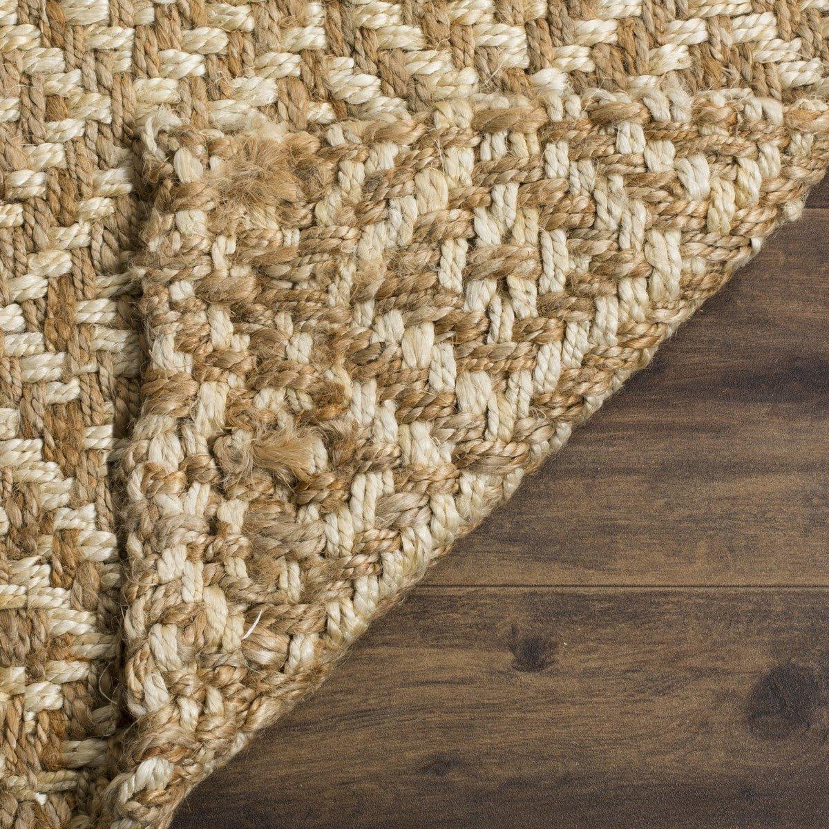 Diamond Pattern Jute and Ivory Natural Rug