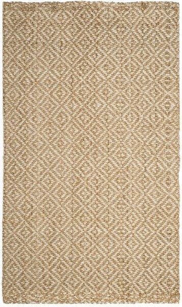 Diamond Pattern Jute and Ivory Natural Rug