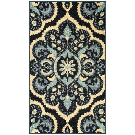 Area Rug Medallion Persian Blue Size 1ft 8inch x 2ft 10inch