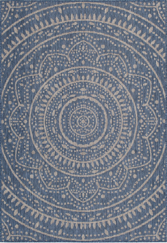 6 ft. x 9 ft. Area Rug Mandala Pattern Floor Carpet, Blue