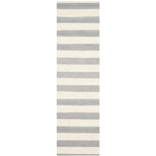 Runner Rug Area Gray/Ivory 3 ft. x 6 ft. Indoor Transitional Striped Pattern