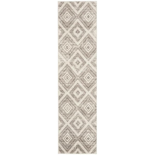 Runner Rug Area Gray / Ivory 2 ft. x 8 ft. Geometric Pattern Kitchen Living Room