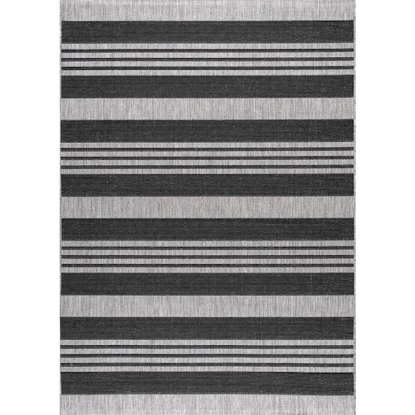 4 ft. x 6 ft. Throw Area Rug Striped Pattern Contemporary, Gray