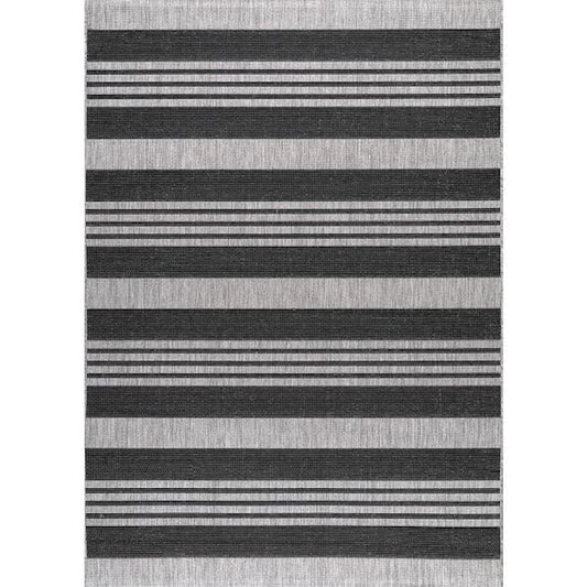 4 ft. x 6 ft. Throw Area Rug Striped Pattern Contemporary, Gray