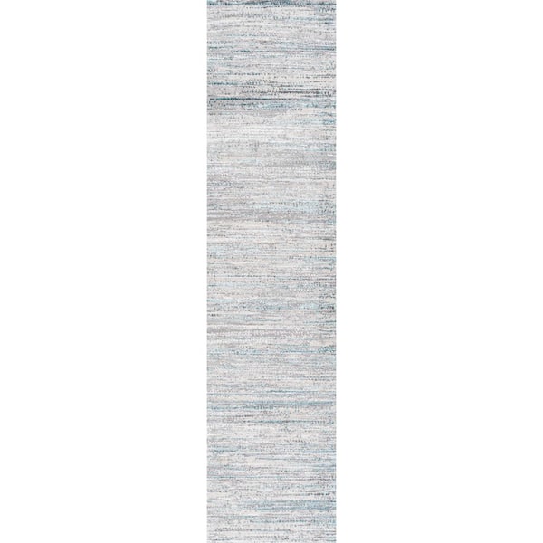 Runner Rug Area Strie Gray/Turquoise 2 ft. x 8 ft. Striped Kitchen Bathroom