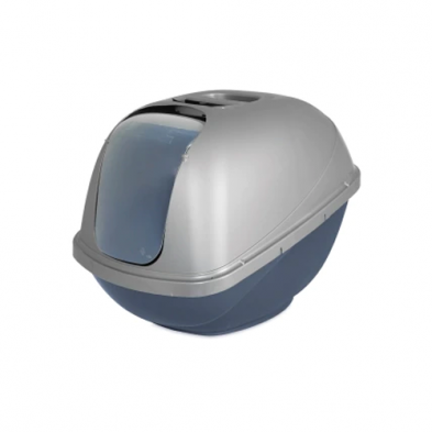 Petmate - Basic Hooded Litter Pan Blue & Pearl White Large