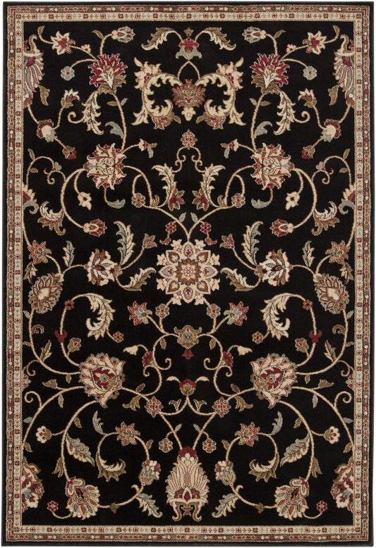 Svelte Black Tan Bright Orange Polypropylene Area Rug - 39x24