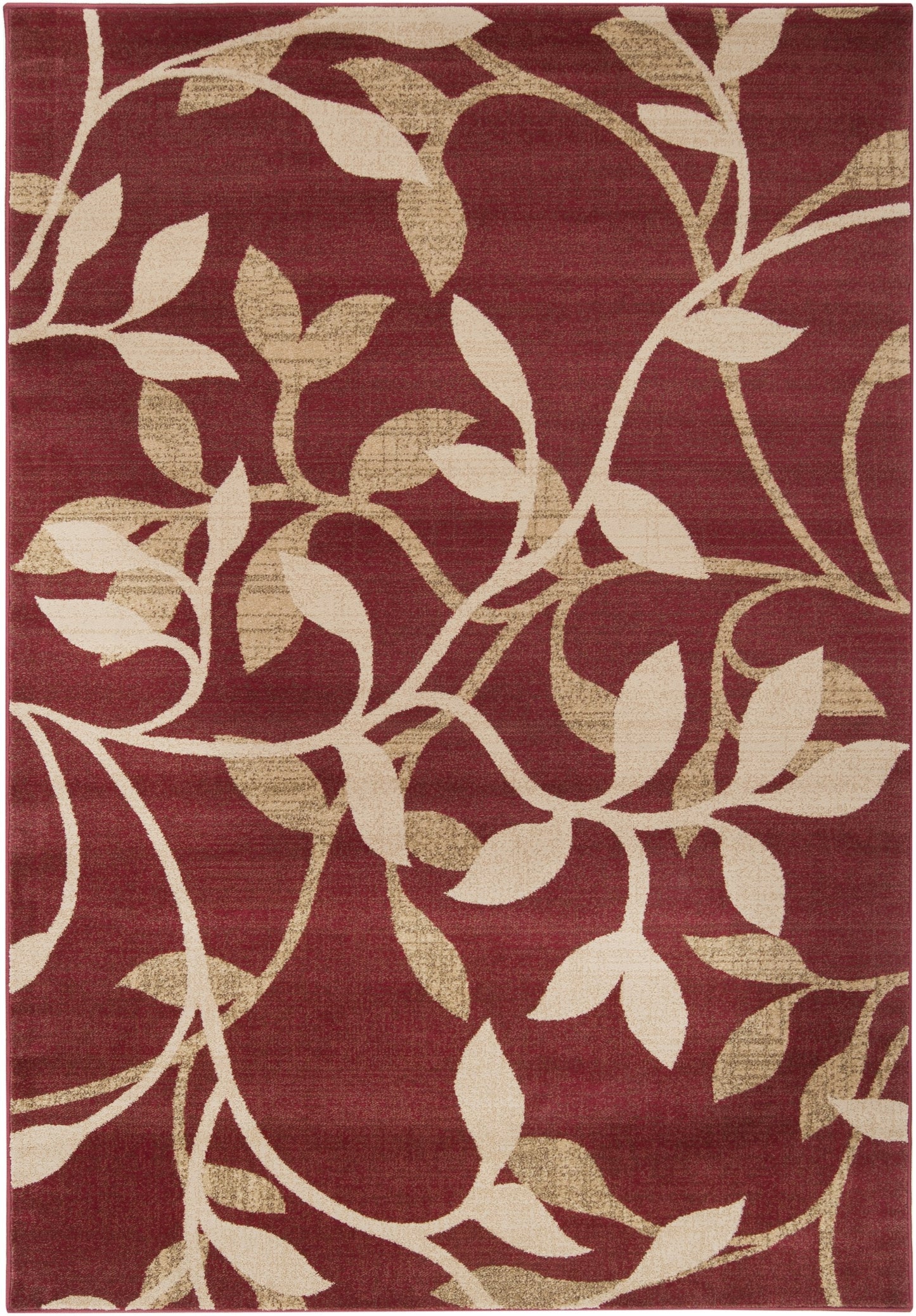 Svelte Tan Beige Dark Red Polypropylene Area Rug - 39x24