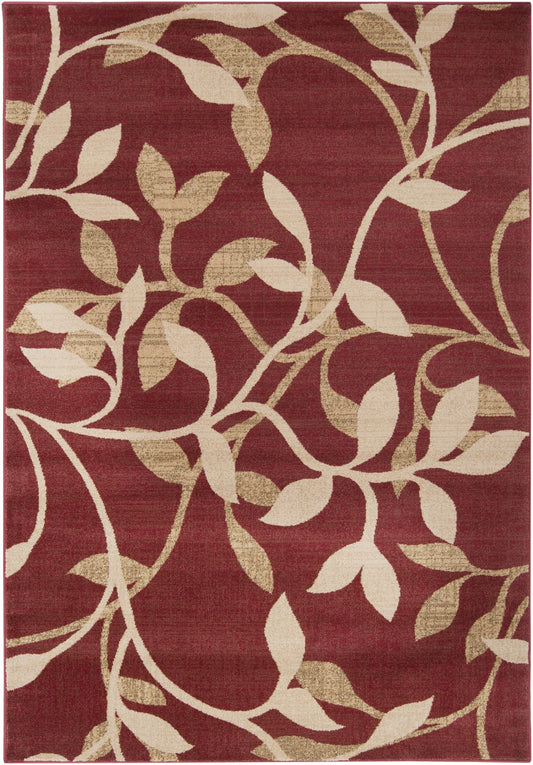 Svelte Tan Beige Dark Red Polypropylene Area Rug - 39x24