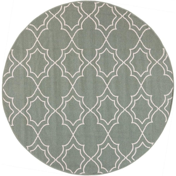 5 ft. x 5 ft. Round Area Rug Geometric Print Fade, Moss