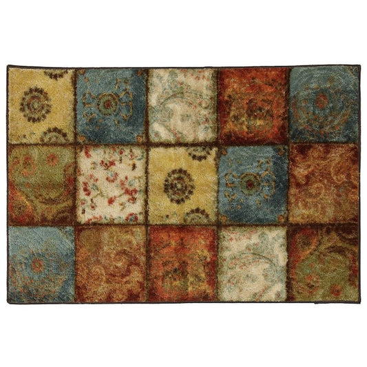 Throw Rug Area Artifact Panel Multi 3 ft. x 4 ft. Machine Washable Patchwork