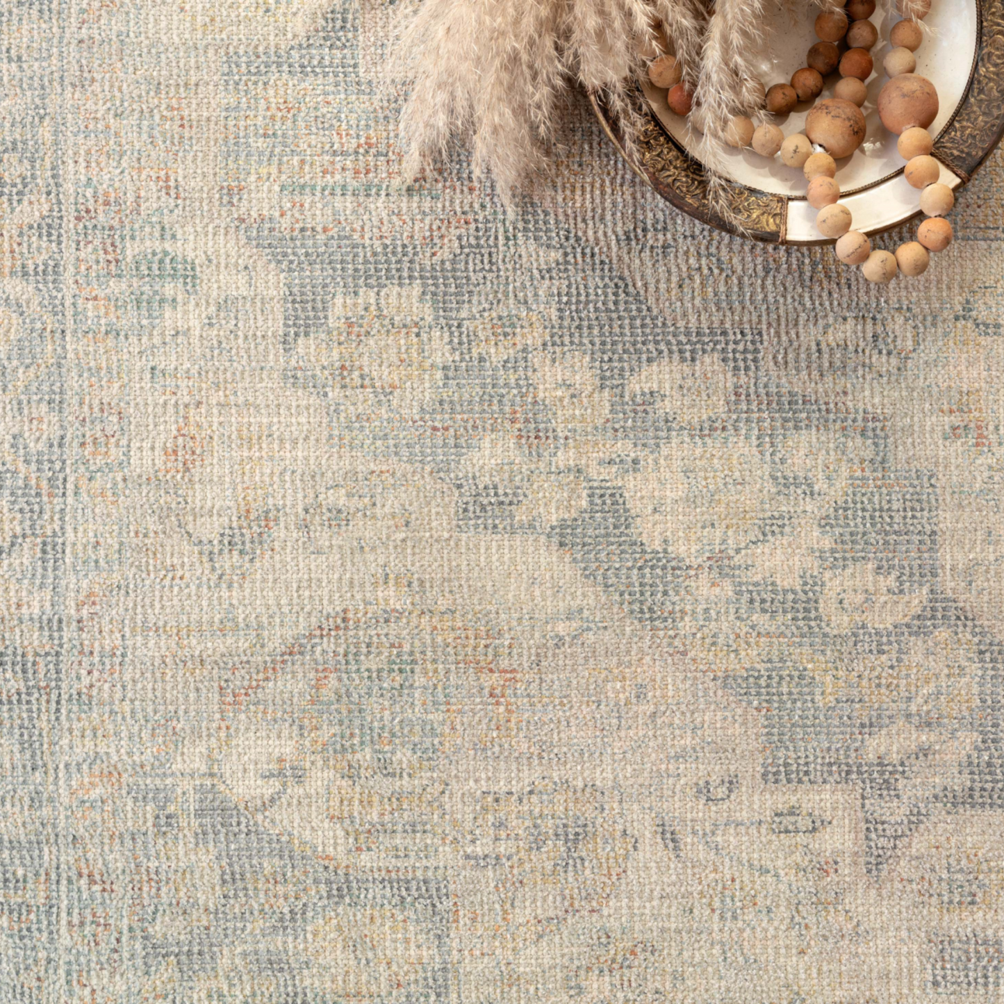 Priya Bone / Bluestone Area Rug