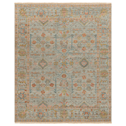 Reign Pale Blue & Dusty Rose Wool/Cotton Area Rug - Available in a Variety of Sizes