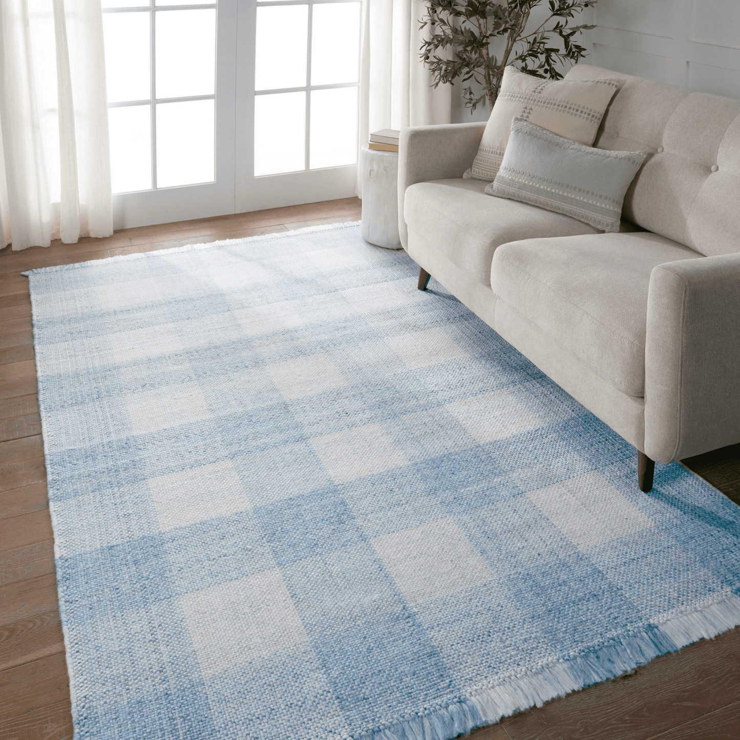 Respite Blue Plaid Handwoven Area Rug - Available in a Variety of Sizes