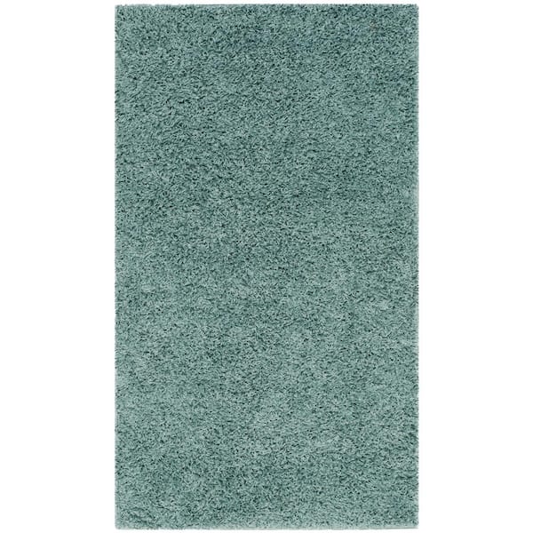 Athens Shag Seafoam 3 ft. x 5 ft. Solid Area Rug