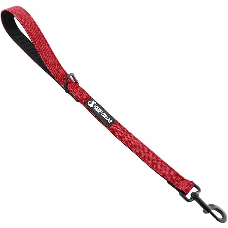 Drop Collar Natural Material Leash with Sleek D-Ring for Accessories & Soft Padded Gel Handle for Comfort (Shorty)