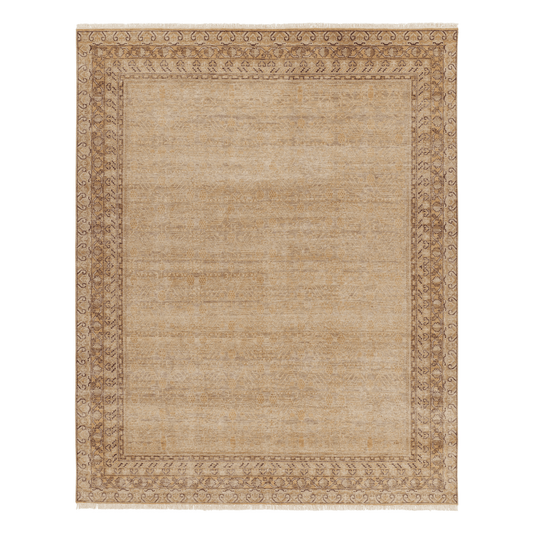 Someplace in Time Gold & Brown Hand Knotted Wool Area Rug - Available in a Variety of Sizes