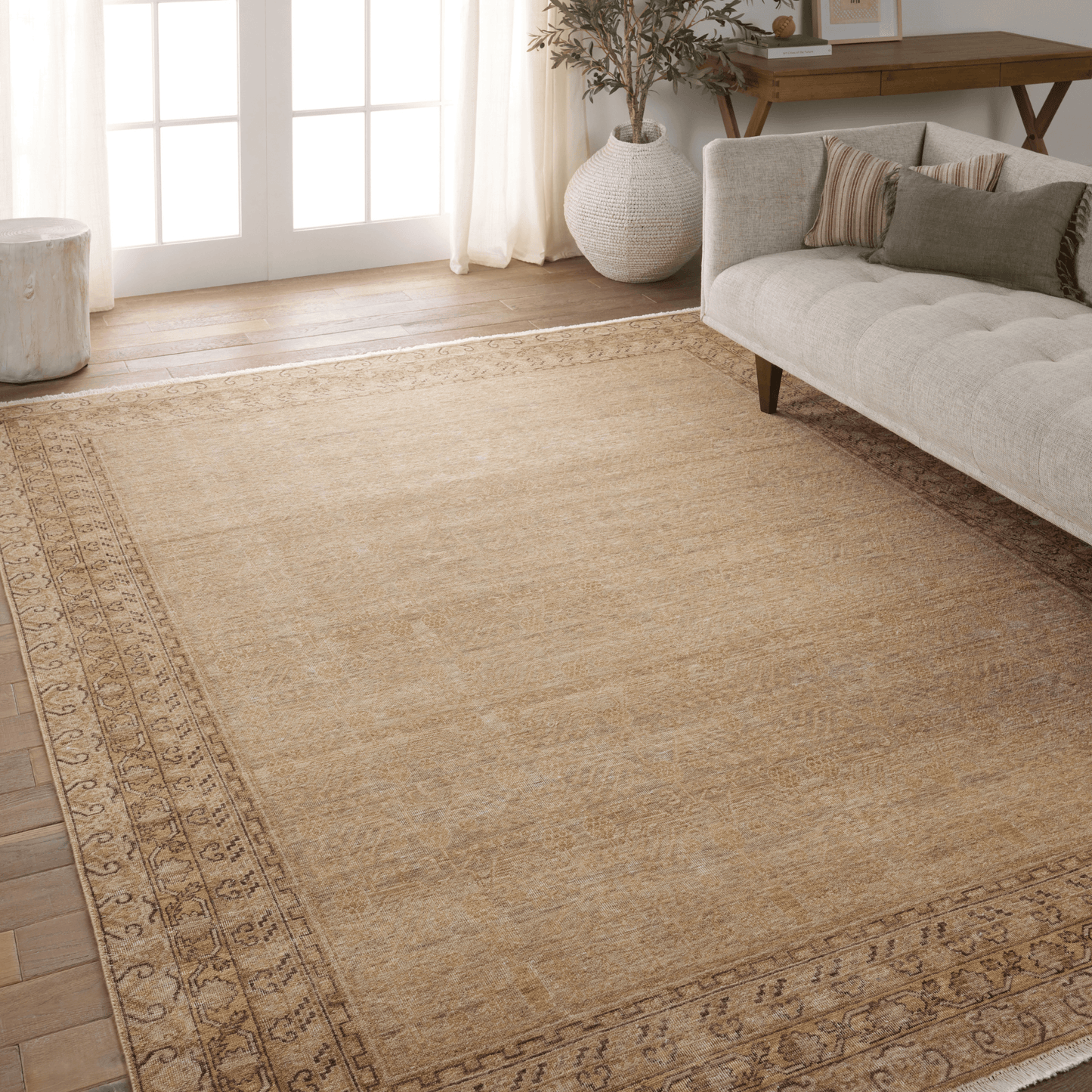Someplace in Time Gold & Brown Hand Knotted Wool Area Rug - Available in a Variety of Sizes