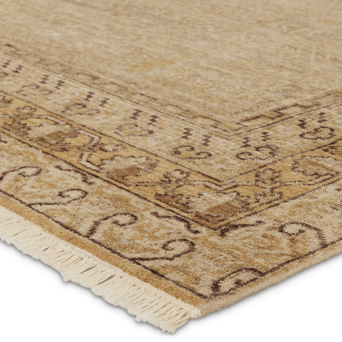Someplace in Time Gold & Brown Hand Knotted Wool Area Rug - Available in a Variety of Sizes