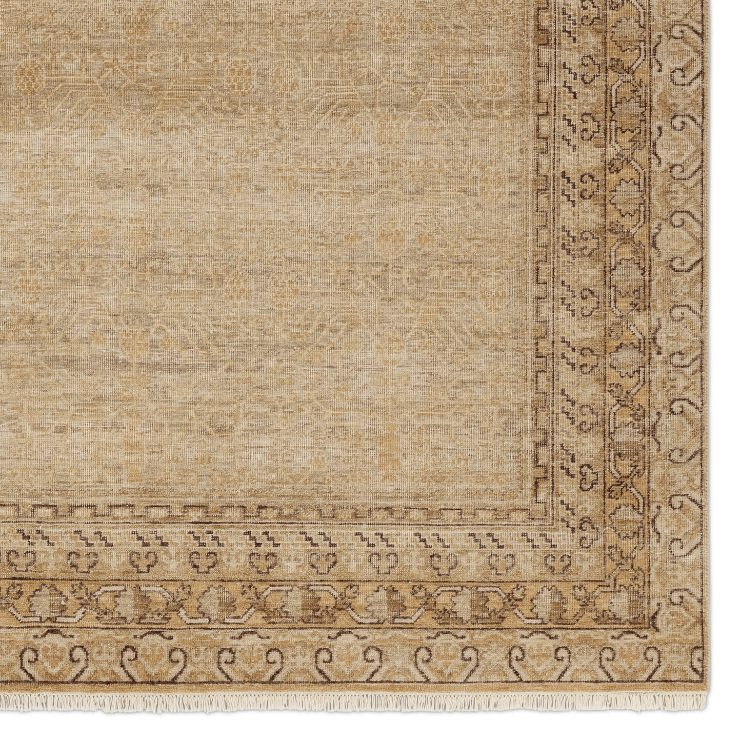 Someplace in Time Gold & Brown Hand Knotted Wool Area Rug - Available in a Variety of Sizes