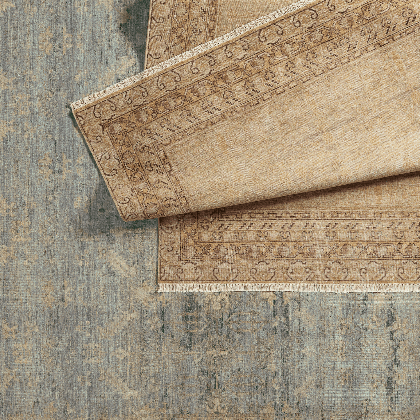 Someplace in Time Gold & Brown Hand Knotted Wool Area Rug - Available in a Variety of Sizes