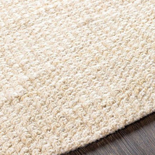 Textured Cream Hand Woven Jute Rug with Fringe, Available in a Variety of Sizes