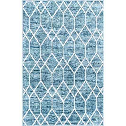 4 ft x 6 ft Rectangle Throw Area Rug Matrix Trellis, Turquoise