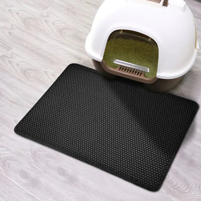 Double Layer Waterproof Cat Litter Mat Black 45X60CM