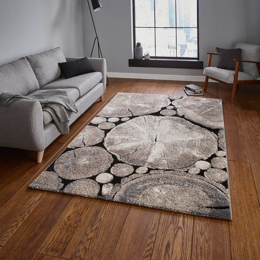 Woodland 6318 - Beige / Black Rug