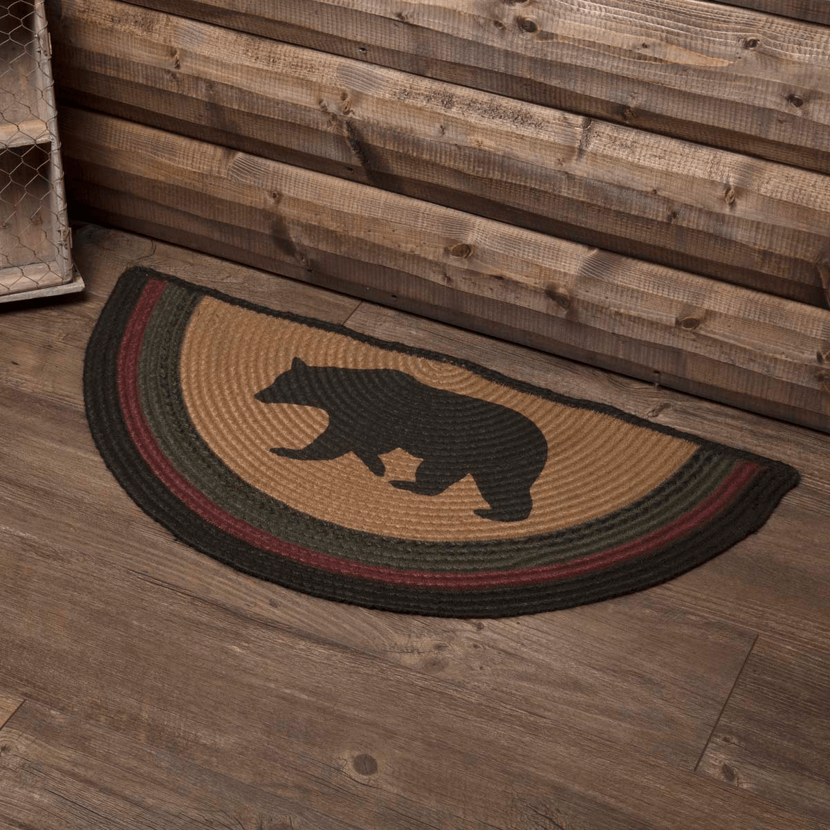 Wyatt Bear Half Circle Braided Rug 16.5x33"